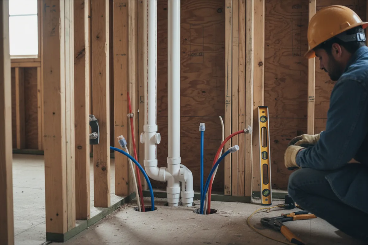 Drain and supply rough-in during Garbage Disposal Repair in Chaplin